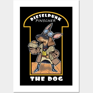 Dieselpunk pinscher dog Posters and Art